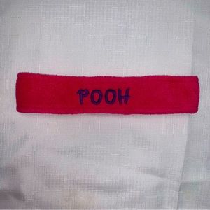Vintage Winnie The Pooh Disney Fleece Winter Headband Fuchsia Pink Girl Hat